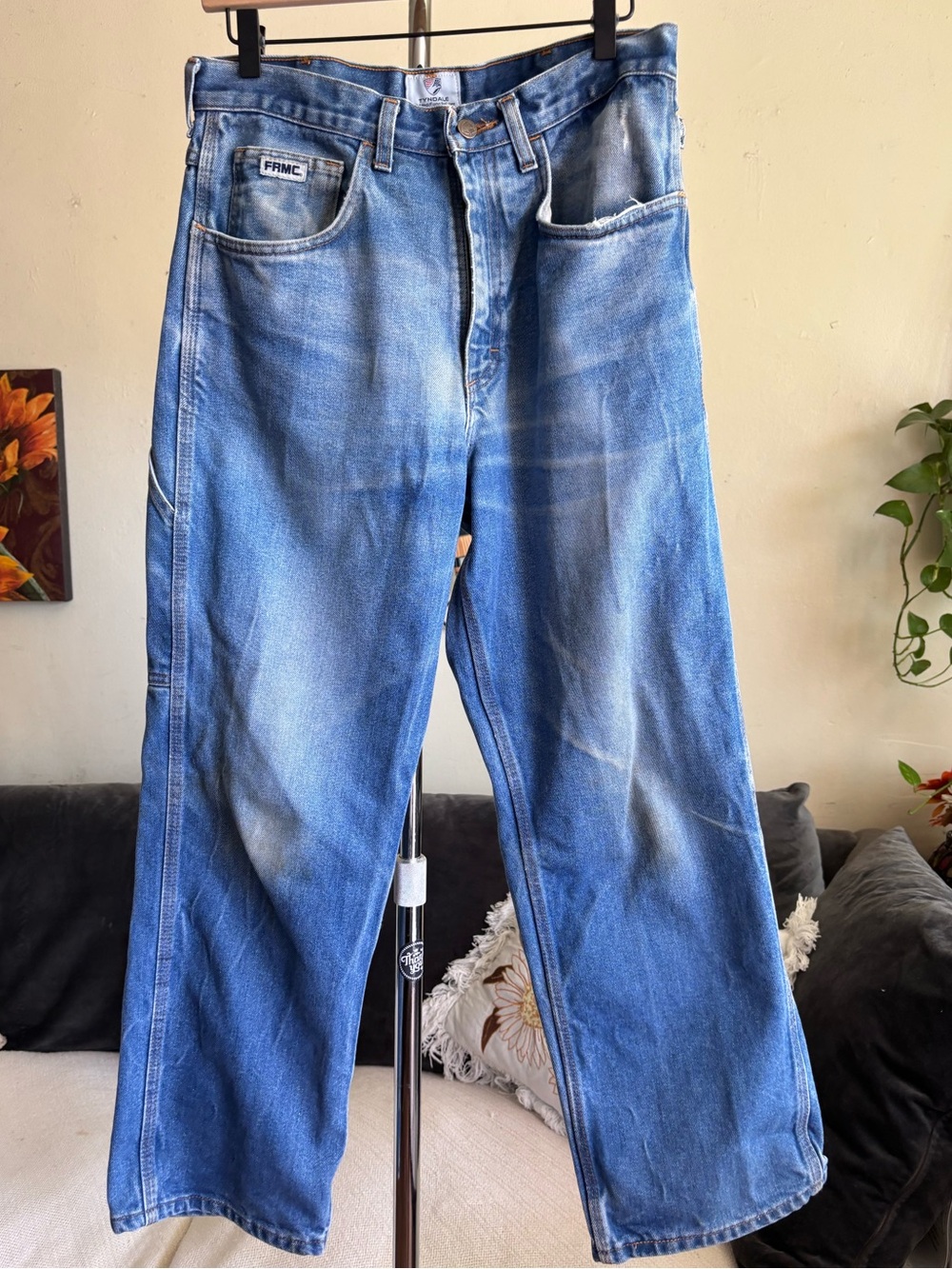 Tyndale Fire Resistant Distressed Denim Utility Jeans Pants Size W32 L28